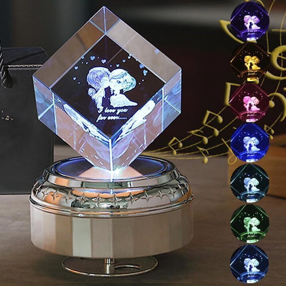 6907 3D Crystal Ball Music Box Rotating Base,Gift for Birthday,New